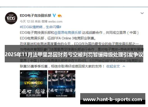 2025年11月法甲里昂因财务亏空被判罚暂缓降级处理引发争议
